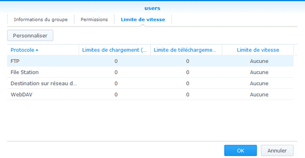 Limitation vitesse transfert NAS