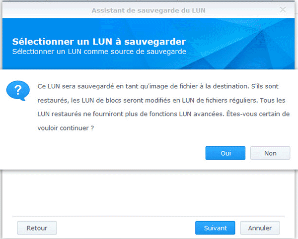 sauvegarde LUN