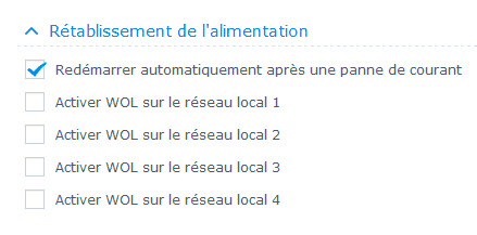 Réglage alimentation