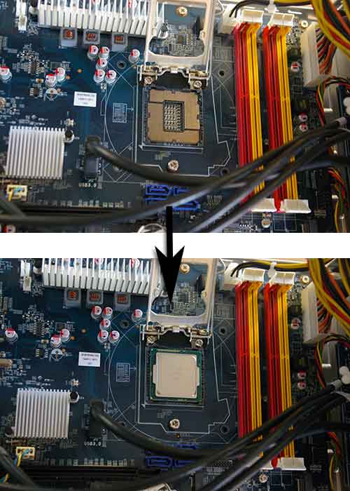 Mise en place du CPU sur le socket