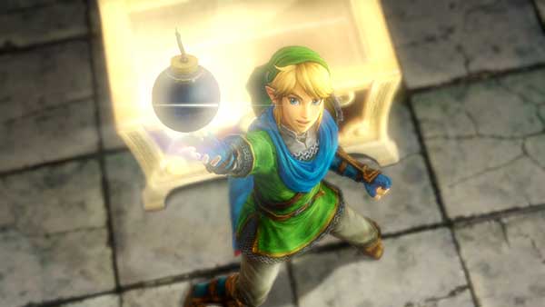 Link qui trouve une bombe
