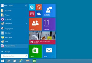 menu démarrer Windows 10