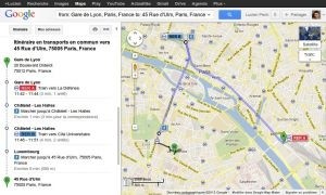 Google Transit à Paris permet de calculer ses propres itinéraires en transports urbains.