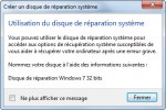 Création disque réparation système