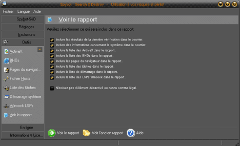Voir le rapport de Spybot-Search & Destroy