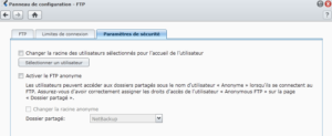 Paramètres de sécurité du FTP