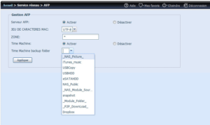 Paramétrage AFP et Time Machine