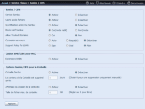 Protocole CIFS/SMB du N5550