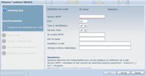 Configuration des alertes email sur le N8850