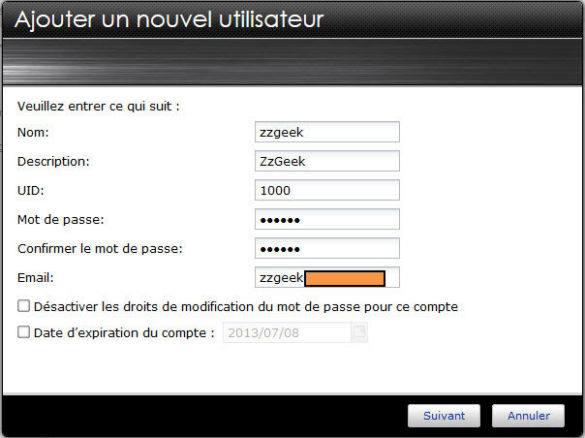 Ajout utilisateur
