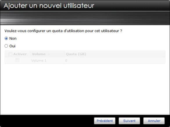quota de stockage