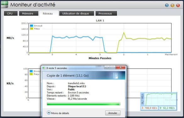 Ecriture1 PC, une interface avec MTU de 9000