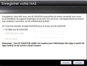 Enregistrement du NAS