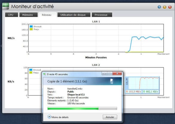Lecture 1 PC, une interface avec MTU de 1500