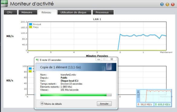 Lecture 1 PC, une interface avec MTU de 9000