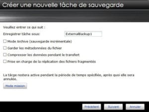 Options de sauvegarde NAS