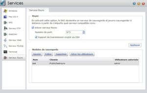 Paramétrage Rsync