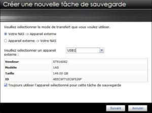 sauvegarde USB sur NAS