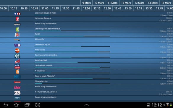 Grille TV sur Android