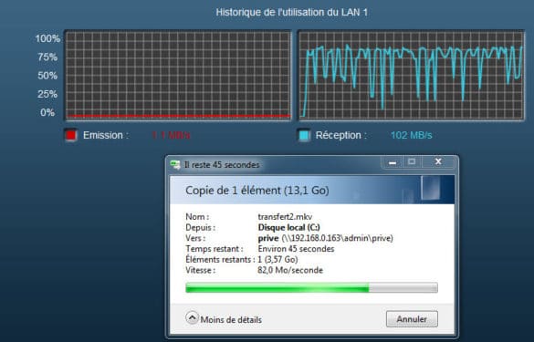 Écriture sur 1 disque en JBOD depuis 1 PC