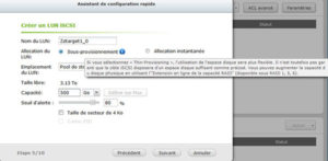 Paramétrage Lun iSCSI