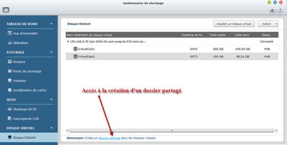 Création dossier partagé