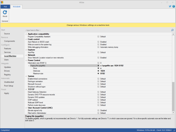 modification réglages windows