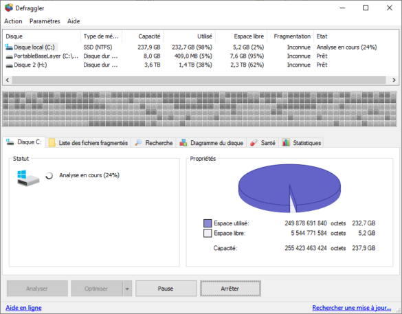 Analyser disque Defraggler
