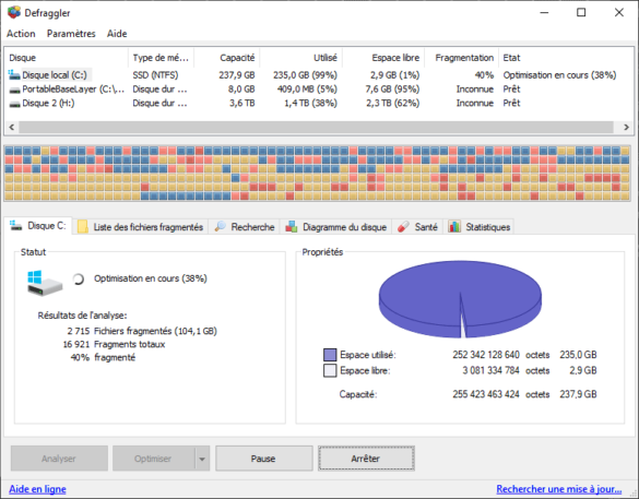 Optimiser disque Defraggler