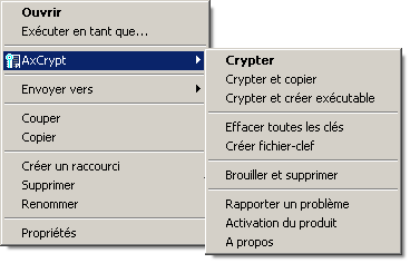 Menu contextuel AxCrypt