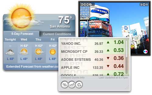 Interface de Yahoo! Widget Engine