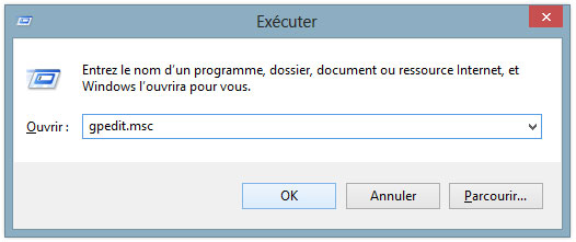 Exécution de gpedit.msc