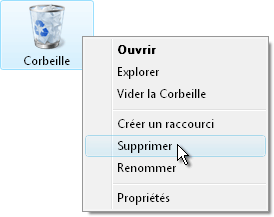 Option supprimer la corbeille