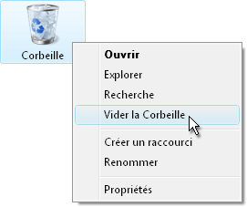 Option vider la corbeille