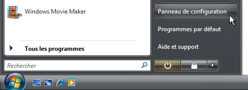 Ouverture Panneau de configuration