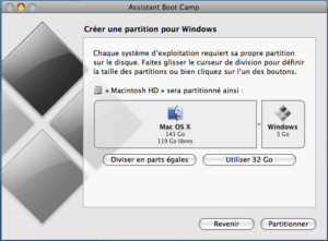 Création de la partition Windows