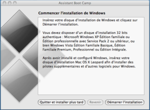 Lancement de l'installation de Windows