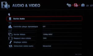 Menu audio et vidéo