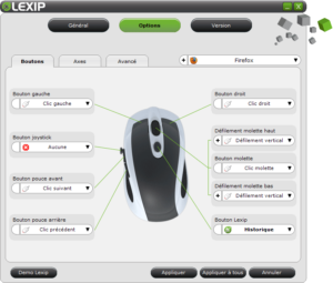 Configuration des boutons de la souris 3DM Lexip