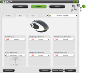 Configuration du FreeMotion de la souris 3DM Lexip