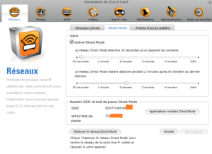 Paramétrage du Wifi en Direct Mode