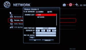 Paramètres d'accès à un disque réseau