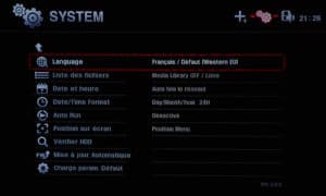 Menu System du TviX Slim S1