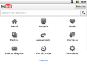 Menu du compte YouTube