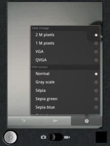 Paramétrage de la prise de photos