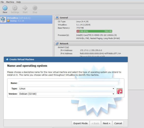 Interface Virtualbox