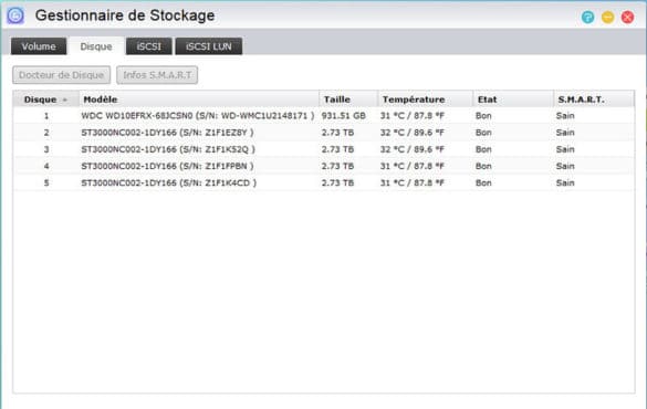 Informations disque ADM 2.7