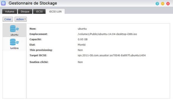 Montage des iSCSI Lun sur des images ISO