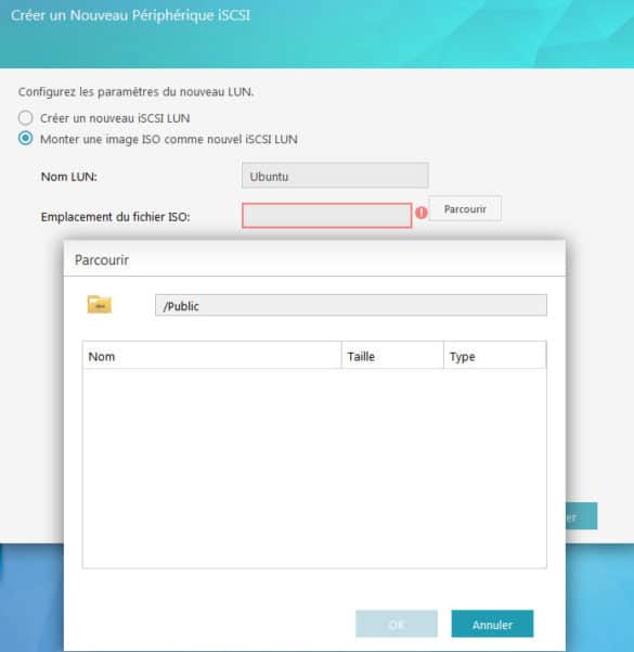 Montage des iSCSI Lun sur des images ISO ADM 3.0