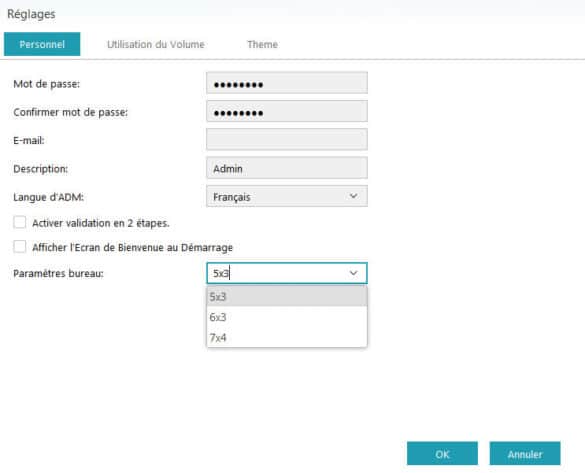 Réglages du thème ADM 3